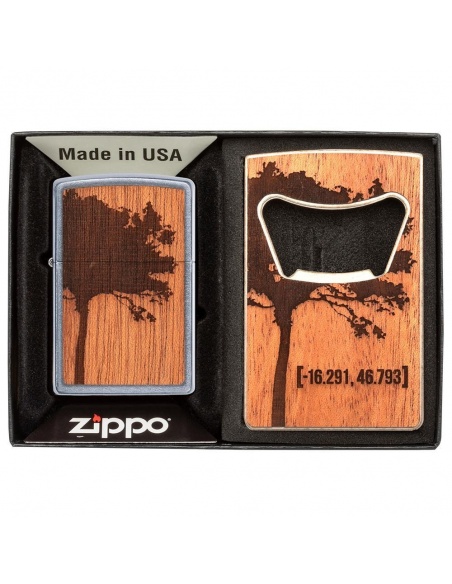 Ajándék szett Zippo öngyújtó + sörnyitó Woodchuck 49066