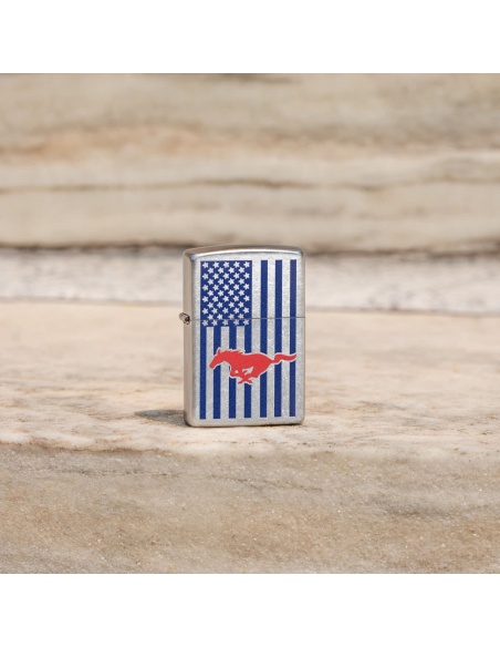 Zippo 48754 Ford Mustang and Monochromatic American Flag öngyújtó